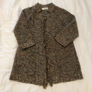 Anthropologie fringed sweater blazer cardigan, S